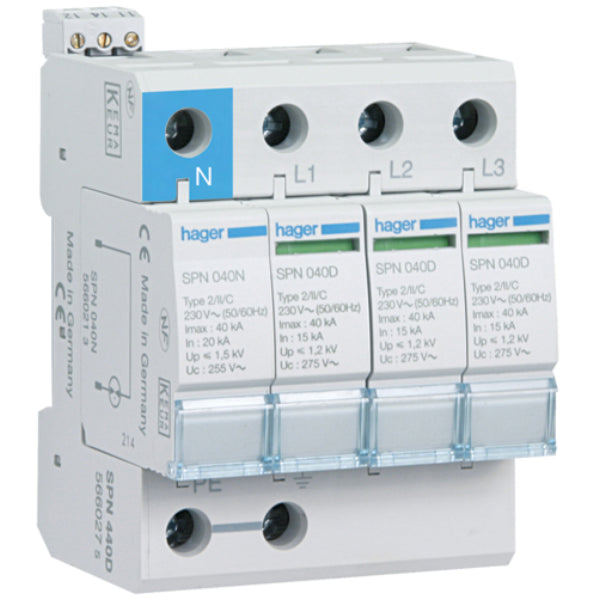 Hager SPN440D Surge Protector 4P 40mA