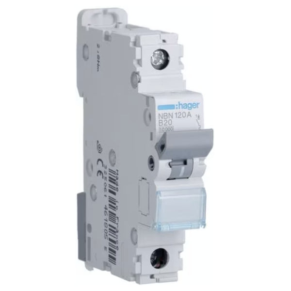 Hager NBN120A MCB SP Type B 20A 10kA