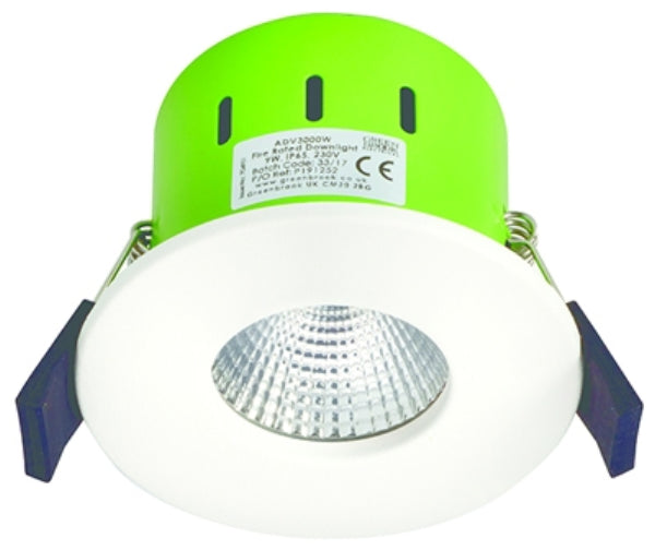 G/Brook Vela ADV3000W 9w D/light LED Fixed Whi 3K