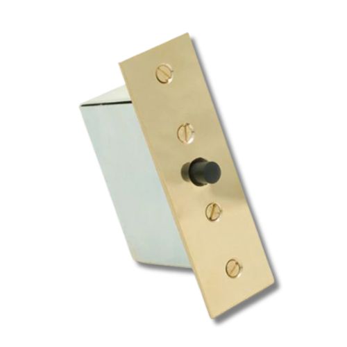 Gold and silver door handle on a white background